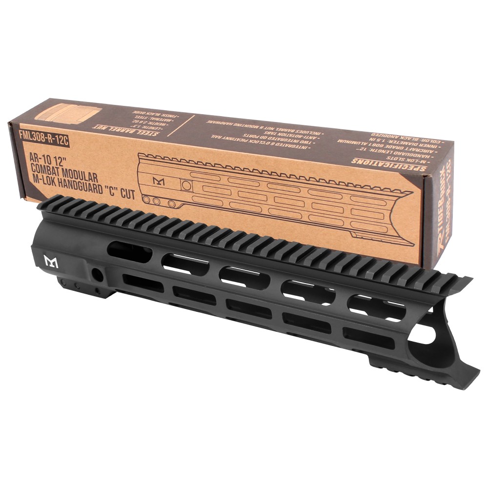 AR-10/LR-308 12" Combat Modular M-Lok Handguard "C" Cut - Black